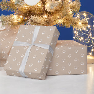 Papel De Presente Flocos de neve bege bronzeado branco fofa presente
