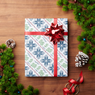 Papel De Presente Flocos de neve bordados Natal, árvores de Natal,