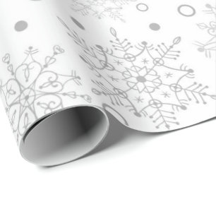 Papel De Presente Flocos de neve brancos