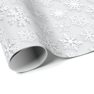 Papel De Presente Flocos de neve brancos Aquarela Natal