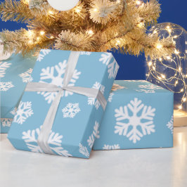 Papel De Presente Flocos de Neve Brancos Elegantes Padrão Nórdico em