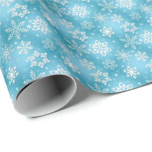 Papel De Presente flocos de neve brancos em aqua