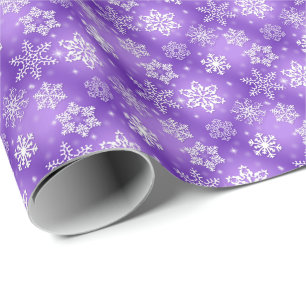 Papel De Presente flocos de neve brancos em roxo
