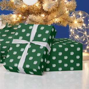 Papel De Presente Flocos de neve brancos modernos, verdes, fazem bol