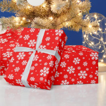 Flocos de neve brancos no padrão de inverno vermel