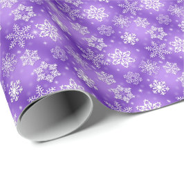 Papel De Presente flocos de neve brancos no roxo