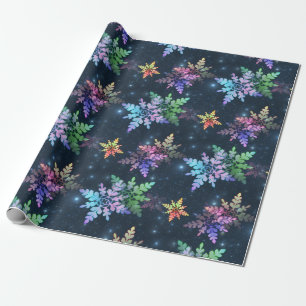 Papel De Presente Flocos de neve brilhantes com brilho espumante no