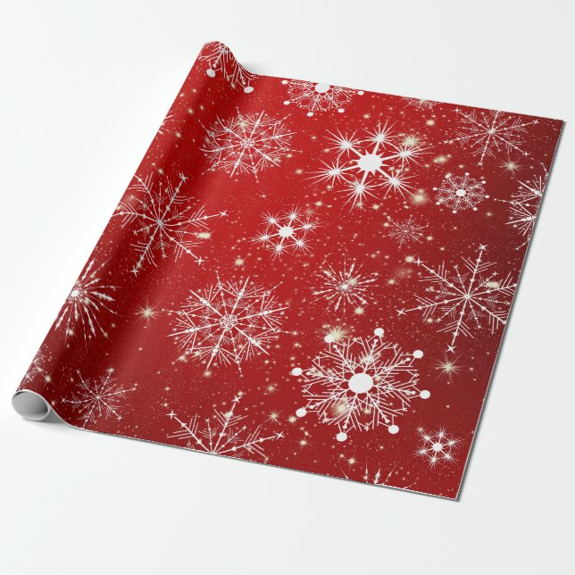 Papel De Presente Flocos de neve com aspecto branco (Desenrolado)