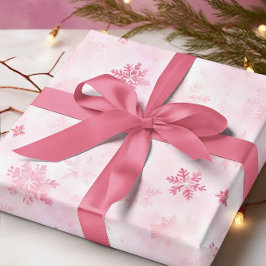 Papel De Presente Flocos de neve cor-de-rosa inverno