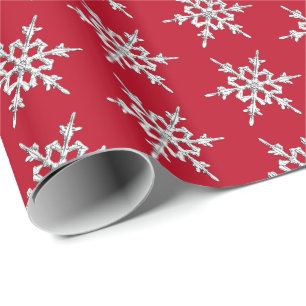 Papel De Presente Flocos de neve, cristais de prata na obscuridade -