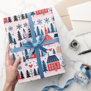 Papel De Presente Flocos de neve da árvore de Natal