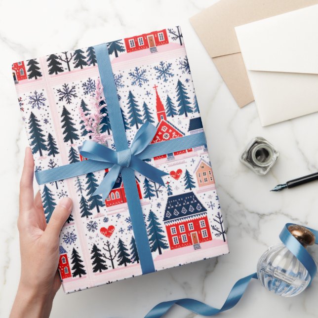 Papel De Presente Flocos de neve da árvore de Natal (Presentear)