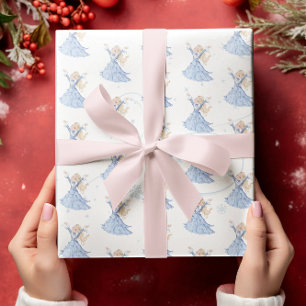 Papel De Presente Flocos de neve da Princesa de Natal Blue Winter