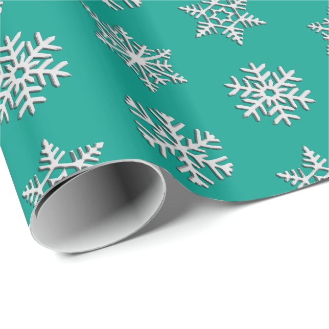 Papel De Presente Flocos de neve de 3 d prata, plano de fundo person (Ponta do rolo)