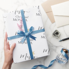 Papel De Presente Flocos de Neve de Feliz Natal Personalizados Elega