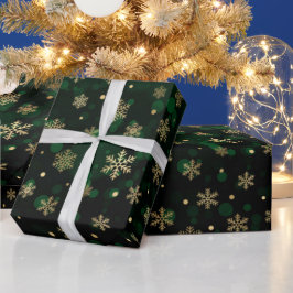 Papel De Presente Flocos de neve de Inverno em Folha de Ouro Falsa &