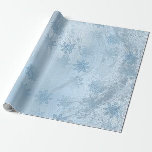 Papel De Presente Flocos de neve de mármore azul legante Natal