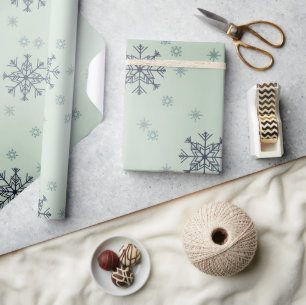 Papel De Presente Flocos de Neve de Natal de Inverno Verde