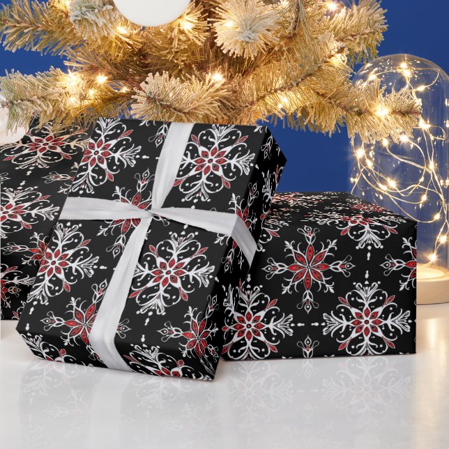 Papel De Presente Flocos de neve de Natal gótico (Feriados)