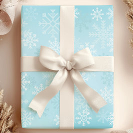 Papel De Presente Flocos de Neve de Natal Padrão de Neve Azul