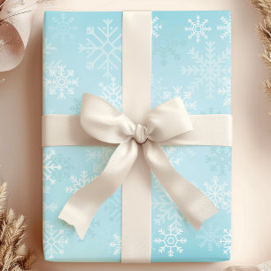 Papel De Presente Flocos de Neve de Natal Padrão de Neve Azul