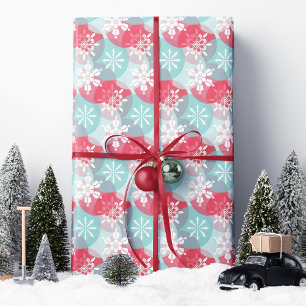 Papel De Presente Flocos de Neve de Natal Vermelho Azul
