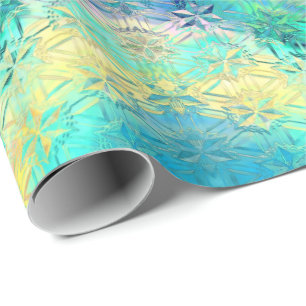 Papel De Presente Flocos de neve de vidro manchado, coloridos, bonit