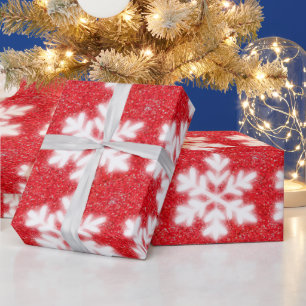 Papel De Presente Flocos de neve do Polo Norte vermelhos e congelado