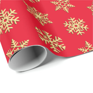 Papel De Presente Flocos de neve Dourados de 3 d, fundo personalizáv