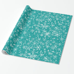 Papel De Presente Flocos de neve e faíscas padrão perfeito
