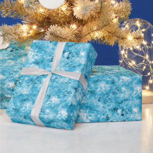 Papel De Presente Flocos de neve e gelo em Aqua