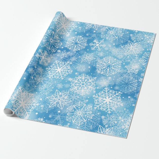 Papel De Presente Flocos de neve em azul (Desenrolado)