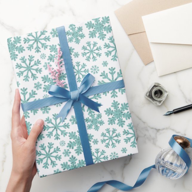 Papel De Presente Flocos de neve em branco. (Presentear)