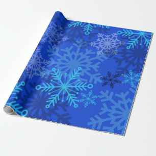 Papel De Presente Flocos de neve em camadas em azul