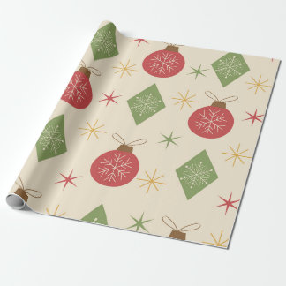 Papel De Presente Flocos de neve em diamantes de meados do século e