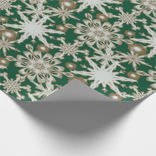 Papel De Presente Flocos de neve estragados e Dourados, congelados