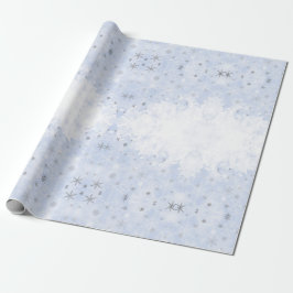 Papel De Presente Flocos de neve falso metal na cor azul-bebê