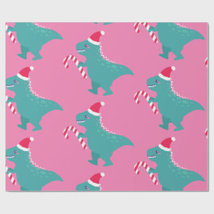 Papel De Presente flocos de neve feios de dinossauro trex de natal