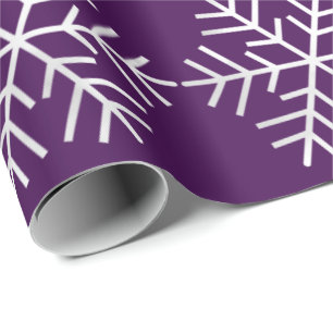 Papel De Presente Flocos de neve Feliz de Cinza roxa de Natal