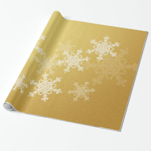 Papel De Presente Flocos de neve femininos do ouro e do White