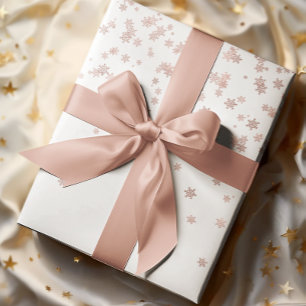 Papel De Presente Flocos de Neve Metálicos Dourado Rosa Festa de Nat