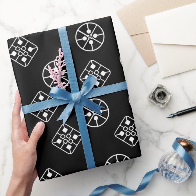 Papel De Presente Flocos de neve modernos do século médio (Presentear)