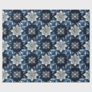 Papel De Presente Flocos de neve modernos e amarelos