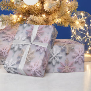 Papel De Presente Flocos de Neve Pastel 3D