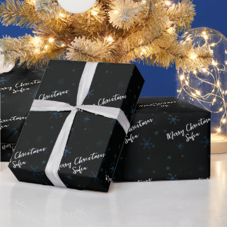 Papel De Presente Flocos de neve personalizados Nome de Natal feliz