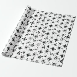 Papel De Presente Flocos de Neve Pretos de Natal Padrão Sem Costura
