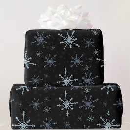 Papel De Presente Flocos de neve Pretos Escuros Natal Negro Yule