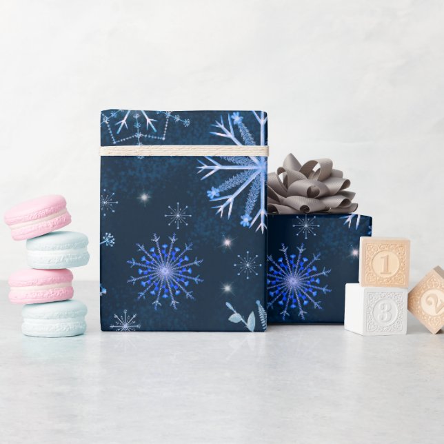Papel De Presente Flocos de neve ramos congelados e flores (Chá de bebê)