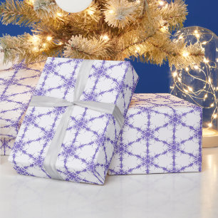 Papel De Presente Flocos de Neve Roxos Sobre Branco