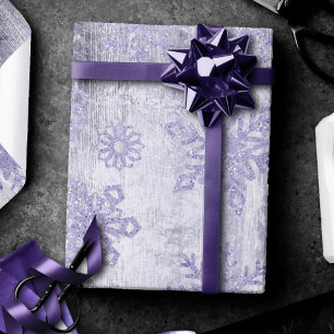 Papel De Presente Flocos de neve russos Madeira de Grunge Roxo Lav